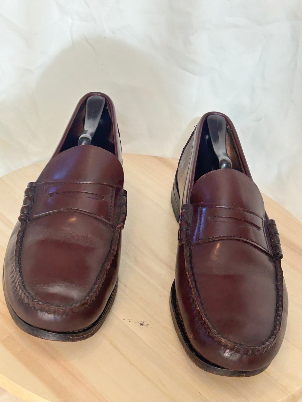L.L.Bean Men’s Burgundy Leather Penny Loafer Slip-On Lined Almond Toe 10.5 D - Picture 3 of 8